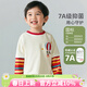 迪士尼（Disney）男女童春秋季米奇卡通純棉親膚7A級抗菌長(cháng)袖T恤童裝 杏白條紋拼色米奇 100
