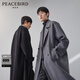 太平鳥(niǎo)男裝 明線(xiàn)毛呢大衣冬季雙排扣羊毛大衣呢子長(cháng)款雙面呢外套 灰色（合體）第三批 L