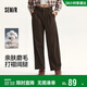 森馬（Semir）休閑褲女純棉打褶闊腿褲腰帶秋復古磨毛長(cháng)褲顯腿長(cháng)101524127005A