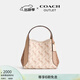 蔻馳（COACH）奧萊女士女包馬車(chē)圖案印花HADLEY 21號半月包通勤單肩斜挎包 B4/粉筆白色 混合色