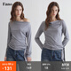 fano studios范洛Fano 萊賽爾韓系慵懶感長(cháng)袖T恤2026春季新款一字蕩領(lǐng)系帶上衣 花灰 現貨 S