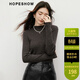 紅袖（hopeshow）修身打底基礎針織衫2025冬季新款女裝雪點(diǎn)花紗半高領(lǐng)百搭氣質(zhì)上衣 松露棕0B2 M