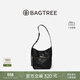 BAGTREE【明星同款】包包樹(shù)水桶包頭層植鞣牛皮斜挎包大容量通勤單肩包女 檀黑色-中號 高級小眾生日禮物女