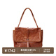 裘真洗水001郵差包女大容量托特包單肩斜挎植鞣牛皮包包 焦糖色-加大號