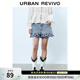UR春季新款女裝簡(jiǎn)約休閑鏤空花型肌理牛仔短褲UYL850061 藍色 28