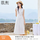 香影白月光無(wú)袖背心連衣裙女2026夏裝新款海邊度假風(fēng)肌理感收腰裙 白色 S 155/80A/85-95斤