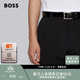 雨果博斯【禮物】BOSS男士商務(wù)現代風(fēng)易搭光滑牛皮革針扣腰帶 001-黑色 EU:95
