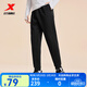 特步運動(dòng)褲春夏新款健身跑步褲透氣衛褲針織束腳男褲子速干通勤休閑褲 0129束腳-秋冬加絨-正黑色 2XL