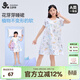 久歲伴兒童睡裙女童家居裙A類(lèi)莫代爾春夏季薄款中大童短袖公主風(fēng)連衣裙 藍色 160 /身高150-162體重90-105斤