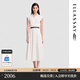 歌力思（ELLASSAY）【肌理立體提花】2026夏季新款襯衫領(lǐng)收腰中長(cháng)款連衣裙女EWB-Y047 白花卉 M 不含腰帶