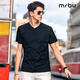 Mr.Bu布先生純色基礎時(shí)尚休閑短袖T恤夏季v領(lǐng)舒適長(cháng)絨棉T恤衫男上衣 【標準彩色T】V領(lǐng)-石墨黑 L (175)
