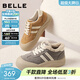 百麗（Belle）撞色厚底板鞋女冬季新款商場(chǎng)同款高幫大頭休閑鞋E6X1DDM5 灰色-毛里 37 (235mm)