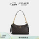 蔻馳（COACH）奧萊女士女包經(jīng)典標志老花TERI單肩斜挎包麻將包 IM/胡桃木色/黑色