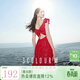 三彩獨醒2025夏季新款法式度假風(fēng)連衣裙露背飛飛袖長(cháng)裙開(kāi)叉F 玫瑰紅花卉 S 155/80A