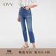 OVV春夏熱賣(mài)女裝意大利進(jìn)口面料修身直筒鉛筆褲牛仔褲 牛仔藍（凈色）06 25