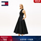 TOMMY JEANS26春夏新款女裝府綢拼接氣質(zhì)優(yōu)雅修身顯瘦無(wú)袖背心連衣裙 黑色BDS S