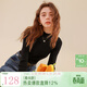 三彩冬款純色坑條針織衫木耳邊半高領(lǐng)修身打底內搭簡(jiǎn)約女 經(jīng)典黑 S