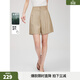 ELLE法式復古高腰通勤休閑短褲女2025夏新款萊賽爾天絲氣質(zhì)直筒褲 淺棕 M