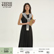 Teenie Weenie小熊春季學(xué)院風(fēng)中長(cháng)款連衣裙氣質(zhì)黑色收腰百褶裙子女 黑色 XS (155)