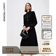 朗姿【精英衣櫥】秋季新款黑色長(cháng)裙高級感收腰襯衫連衣裙 黑色 2XL