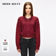 MISS SIXTY2025冬季新款針織外套女羊毛短款復古麻花拉鏈慵懶毛衣 紅色 S