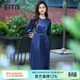 愛(ài)特愛(ài)（EITIE）釘珠優(yōu)雅緞面垂墜收腰顯瘦連衣裙秋季新款高級感女裙A2307119 深海藍31 XL 170