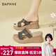 達芙妮厚底坡跟拖鞋女夏季2026新款配裙子水鉆松糕鞋外穿一字涼拖 黑色 37 (235mm) 標準碼