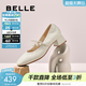 百麗（Belle）復古時(shí)裝瑪麗珍鞋女商場(chǎng)同款質(zhì)感牛皮單鞋E1T1DCQ5預售 米白色 36 (230mm)