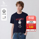 哈吉斯（HAZZYS）男裝 夏款男上衣卡通大狗圖案圓領(lǐng)短袖T恤男ASTZE0BBX69 藏青色NV XL （180/100A 50）