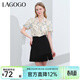 LAGOGO黑色顯瘦小個(gè)子開(kāi)叉A字半身裙女拉谷谷夏新款氣質(zhì)通勤短裙 黑色(W1) S