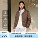 艾萊依輕薄羽絨服女春秋短款簡(jiǎn)約圓領(lǐng)時(shí)尚波紋輕暖外套 浣熊棕M