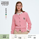 Teenie Weenie小熊針織開(kāi)衫女秋季復古絞花多巴胺針織毛衣外套空調衫 淺粉色 M