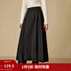 茵曼2025秋冬女裝新款復古壓褶針織半身裙顯瘦高腰中長(cháng)款A字裙 貴族灰 M