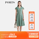 PORTS寶姿女裝春夏新款時(shí)尚優(yōu)雅鏤空設計印花刺繡V領(lǐng)連衣裙 綠色 XS （2）