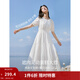 茵曼（INMAN）亞麻提花連衣裙2025夏季女裝新品休閑松緊收腰氣質(zhì)高級感長(cháng)裙子 白色 XL