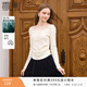 香影長(cháng)袖一字肩t恤女米色2026春季新款氣質(zhì)網(wǎng)紗拼接顯瘦絕美上衣 米色 X851236 M