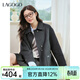 LAGOGO法式初戀黑色雙排扣雙面呢女拉谷谷2025冬新款優(yōu)雅翻領(lǐng)大衣 深灰色 M