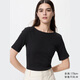 優(yōu)衣庫女裝羅紋船領(lǐng)T恤/五分袖26春夏新款483467 09 黑色 M