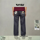 EVISU福神 男士標準版型商標印花簡(jiǎn)約舒適休閑直筒原牛牛仔褲 牛仔藍 32