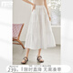 對白【100棉蛋糕裙】鏤空刺繡拼接半身裙女2026夏新款松緊腰a字裙 氣質(zhì)白 M