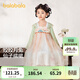 巴拉巴拉童裝女童漢服國風(fēng)連衣裙春秋寶寶襦裙演出服兒童裙子 綠紅色00346 110