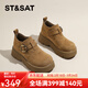 星期六樂(lè )福鞋女厚底圓頭加絨復古潮流2026春季新款百搭休閑勃肯鞋 駝色 37 (235mm) 標準碼