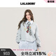 LALABOBO【蘇新皓同款】假兩件衛衣25年冬新原創(chuàng  )慵懶風(fēng)印花百搭學(xué)院風(fēng)外套 灰色 S