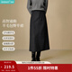 茵曼2025秋冬女裝新款復古開(kāi)叉羊毛針織半身裙顯瘦A字包臀裙子 貴族灰色-第二批 M