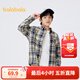 巴拉巴拉童裝男童襯衫長(cháng)袖中大童格子印花襯衣秋冬加絨上衣潮 卡黑色調00459 160cm