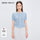 MISS SIXTY毛針織外套女單排扣重工鏤空溫柔優(yōu)雅開(kāi)衫上衣 藍色 XS