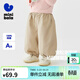 迷你巴拉巴拉【泡泡褲】男女寶寶褲子純棉男女童寬松休閑褲長(cháng)褲春新款 淺卡其50301 100
