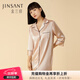 金三塔真絲睡衣女100%桑蠶絲翻領(lǐng)襯衫式真絲睡裙絲綢家居服情人節禮物 香妃色2706 XL