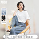 對白【抗菌】撞色寬松短袖t恤女2026新款夏季設計感棉質(zhì)白色上衣 月光白 L
