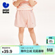 迷你巴拉男女童寶寶兒童休閑棉彈透氣褲子夏【吸濕速干短褲】 粉紅色 100